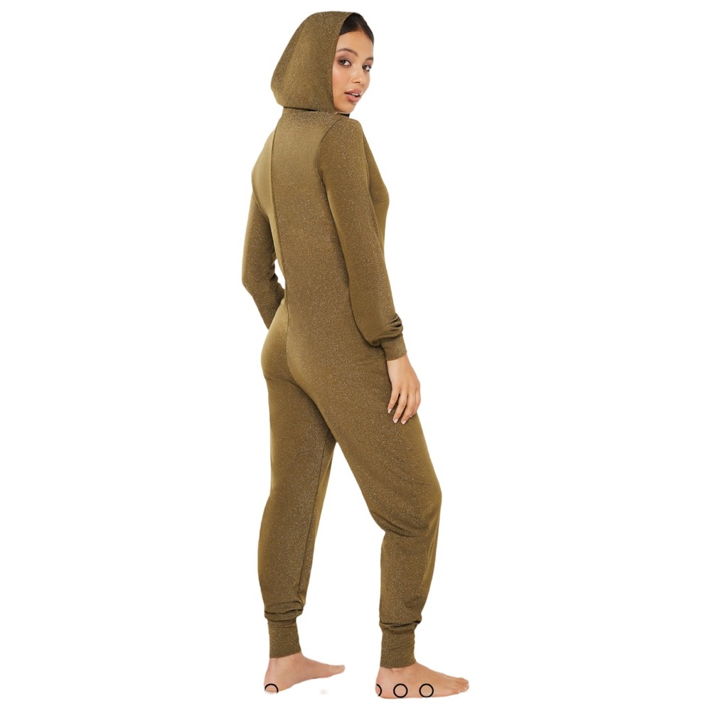 Savage X Fenty by Rihanna Military Shine 
Bodysuit Sleeper Hooded Jumpsuit NWT